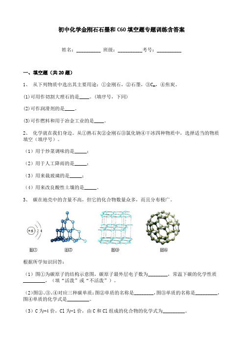 初中化学金刚石石墨和C60填空题专题训练含答案