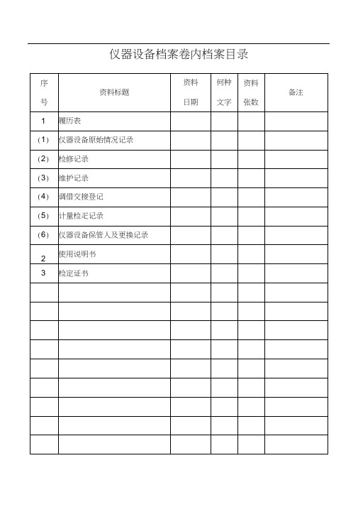 仪器设备档案内表格集