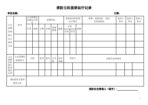 消防主机值班运行记录