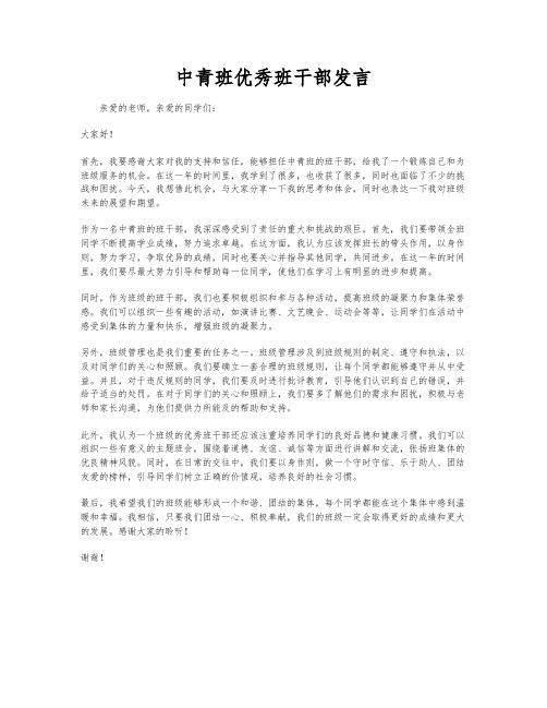 中青班优秀班干部发言