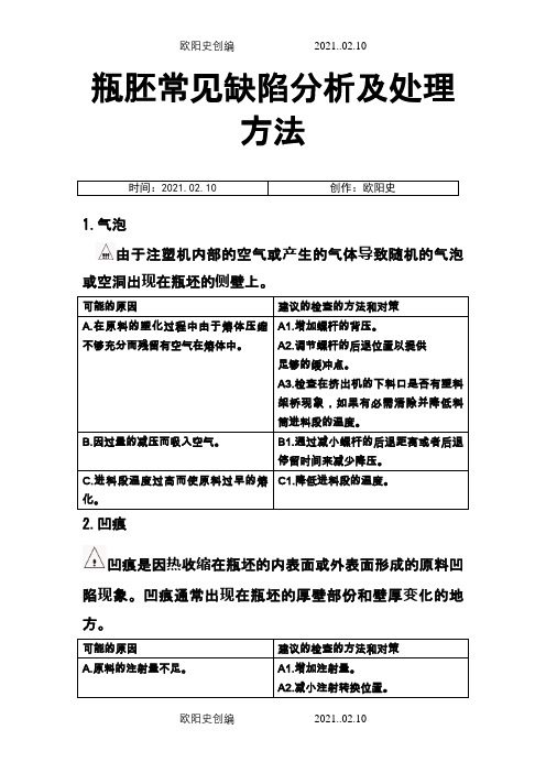 瓶胚常见缺陷分析及处理方法(中文)之欧阳史创编