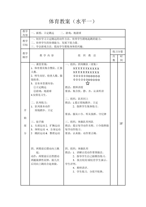 小学体育与健康人教1～2年级全一册第三部分体育运动技能体育教案(水平一)