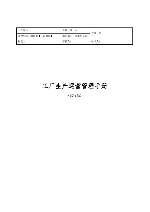 工厂生产运营管理手册汇总