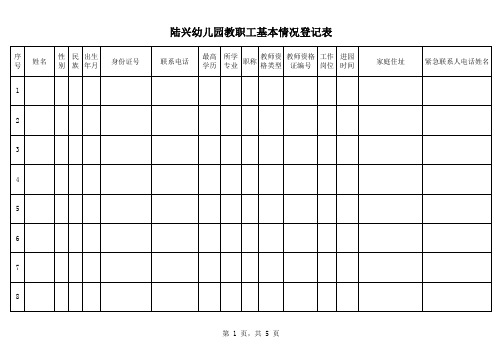 幼儿园教职工基本情况登记表