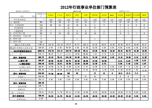 行政事业单位部门财政预算表