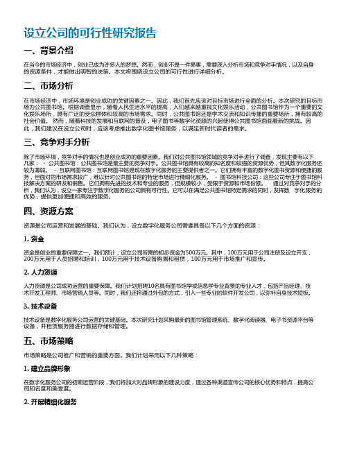 设立公司的可行性研究报告