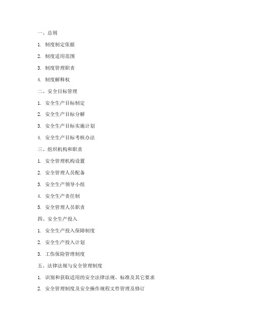 标准化安全管理制度目录