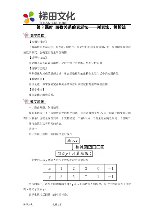 第2课时 函数关系的表示法——列表法、解析法