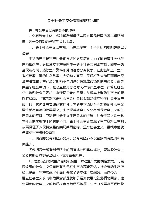 关于社会主义公有制经济的理解