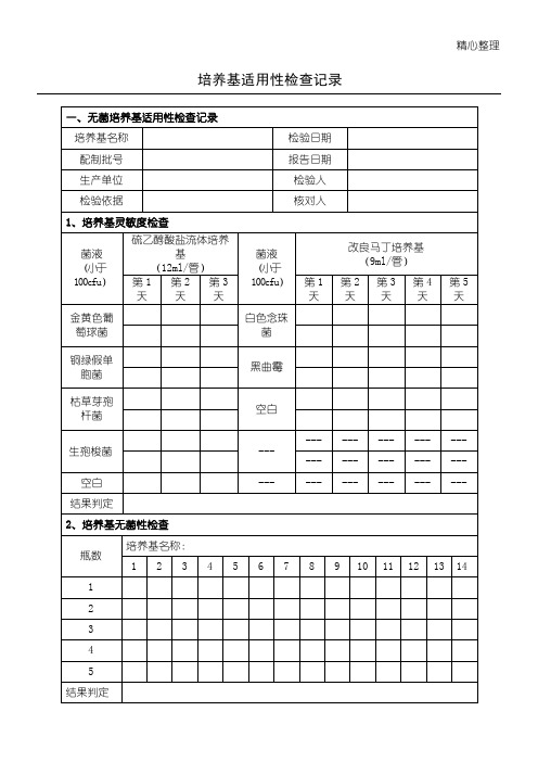 培养基适用性检查记录