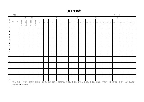 员工考勤表标准版