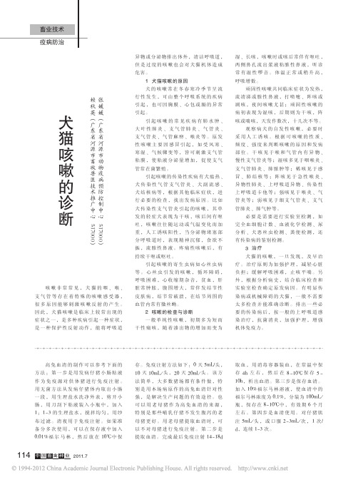 犬猫咳嗽的诊断