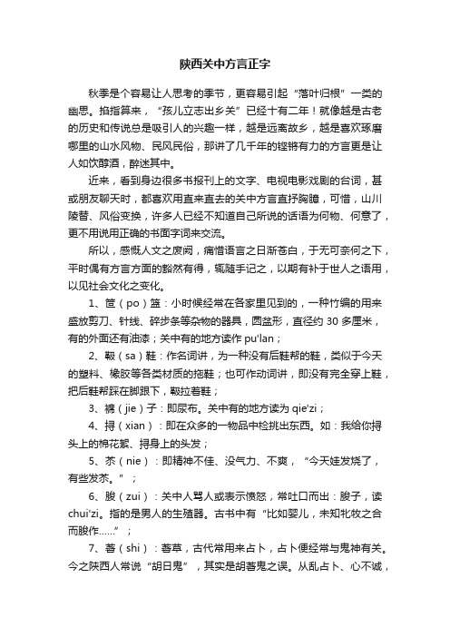 陕西关中方言正字