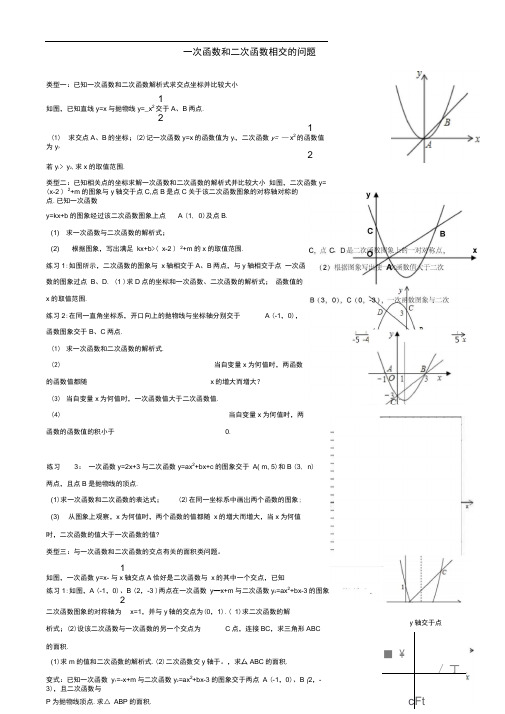 一次函数和二次函数相交的问题