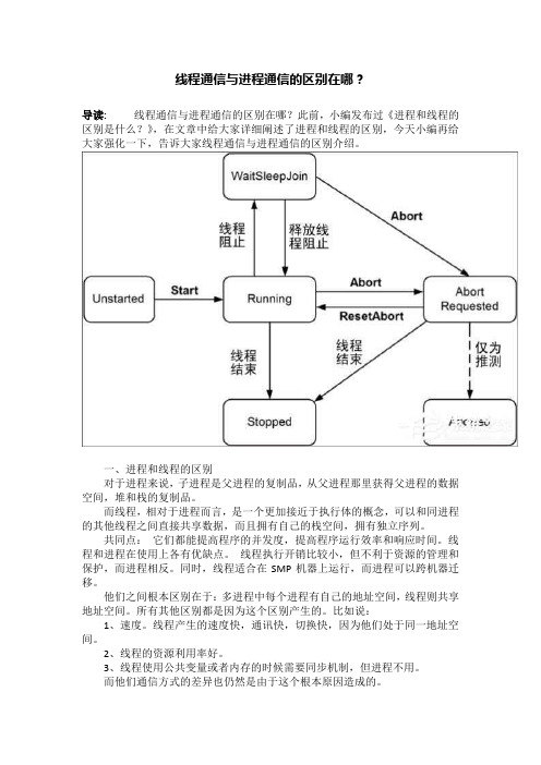 线程通信与进程通信的区别在哪？