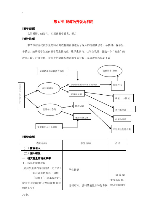 高中物理 第四章 机械能和能源 6 能源的开发与利用教案2 教科版必修2-教科版高一必修2物理教案