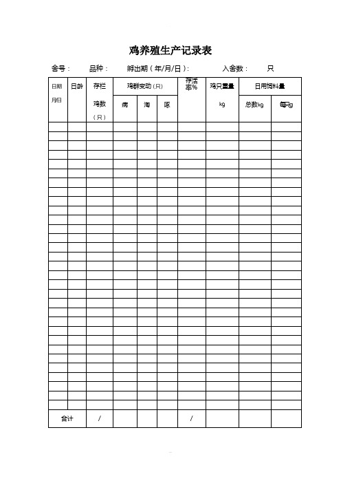 蛋鸡养殖生产记录表