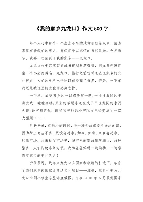 《我的家乡九龙口》作文500字