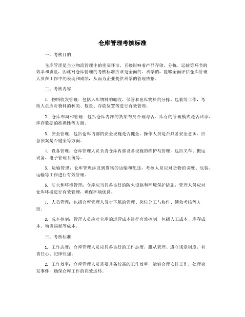 仓库管理考核标准