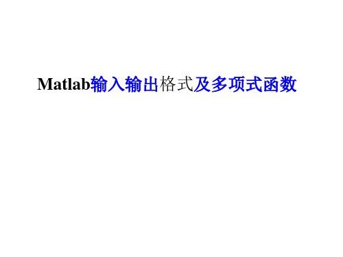 MATLAB简介输入及输出格式与多项式函数