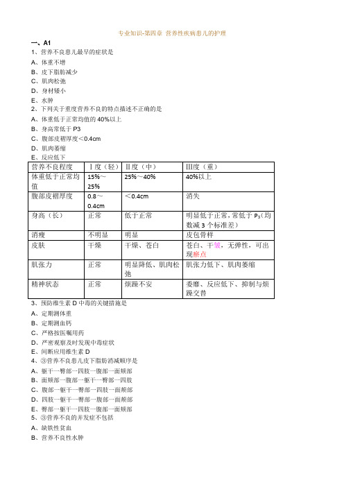 护师考试练习题与解析：儿科护理学之营养性疾病患儿的护理 (3)