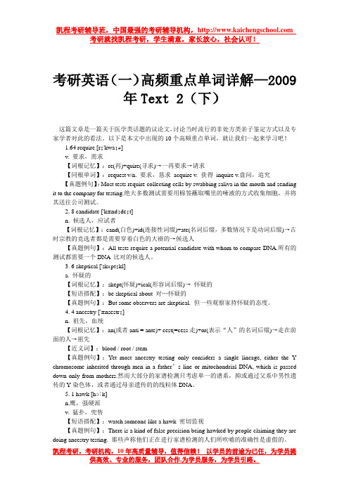 考研英语(一)高频重点单词详解—2009年Text 2(下)