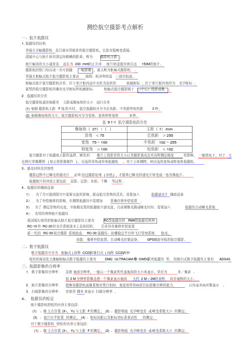 测绘航空摄影考点解析