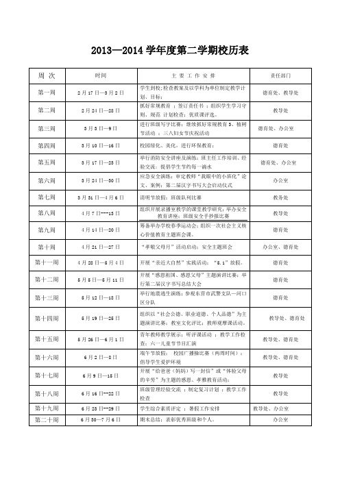 2013--2014校历表