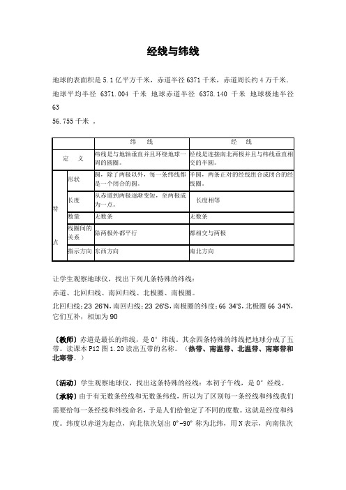 地理知识要点归纳—经线与纬线