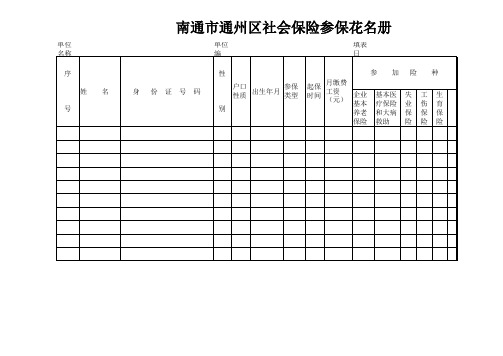 南通市通州区社保参保花名册