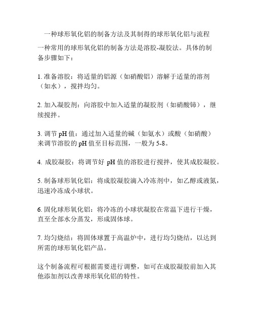 一种球形氧化铝的制备方法及其制得的球形氧化铝与流程