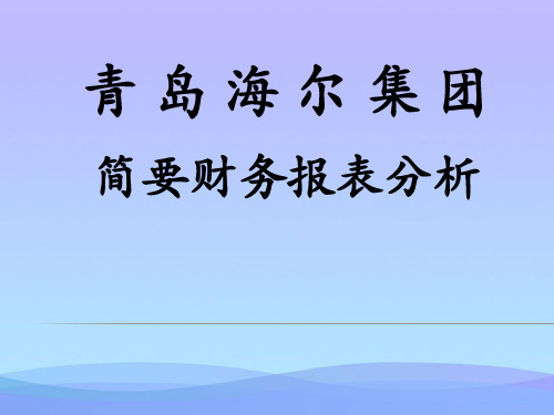 资源财务报表关于海尔集团财务分析案例精品PPT资料