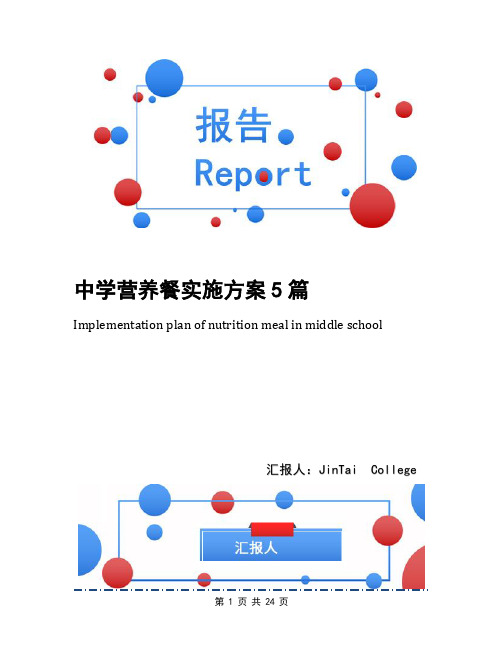 中学营养餐实施方案5篇