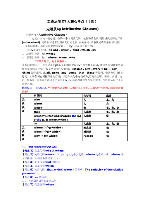 定语从句21大核心考点(十四)