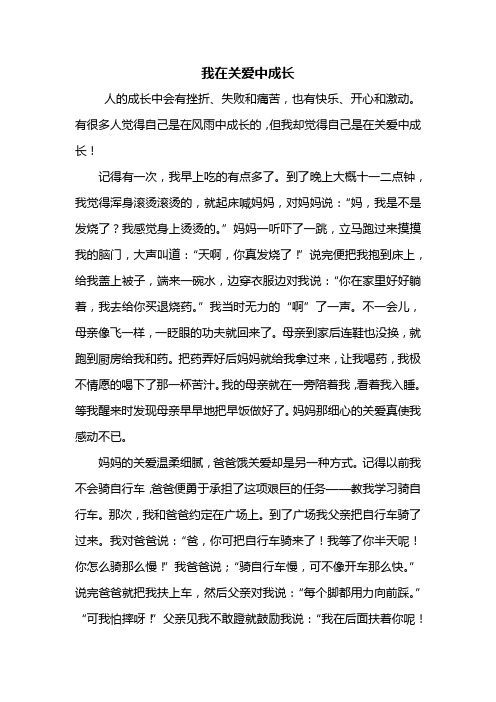 初一作文:我在关爱中成长作文700字