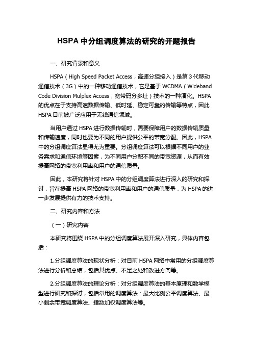 HSPA中分组调度算法的研究的开题报告