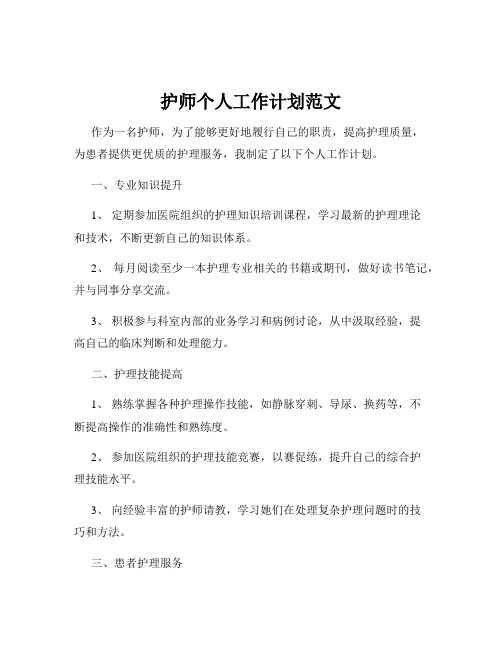 护师个人工作计划范文