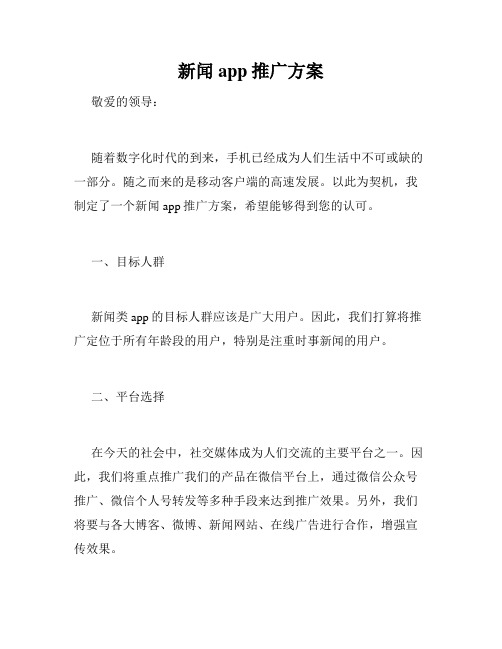 新闻app推广方案