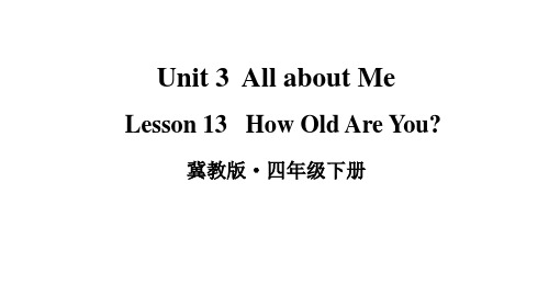 冀教版(三起)英语四年级下册Unit 3 Lesson 13 How Old Are You课件