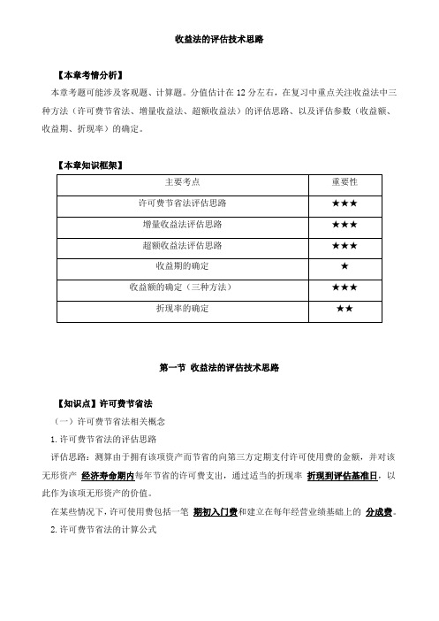 资产评估实务-收益法的评估技术思路知识点