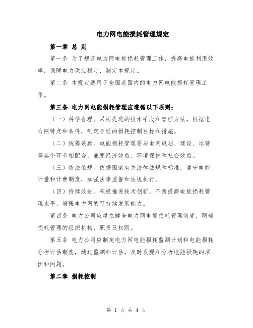 电力网电能损耗管理规定