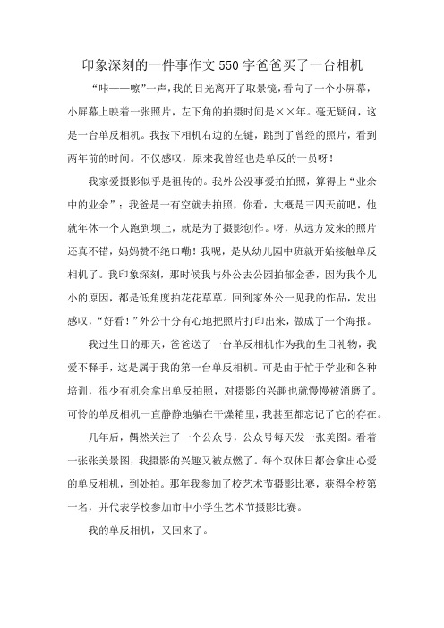 卬象深刻的一件事作文550字爸爸买了一台相机