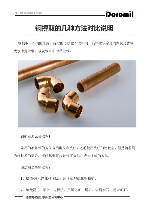 铜提取的几种方法对比说明