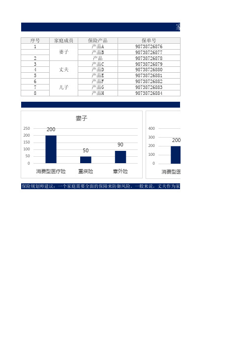 家庭保险配置分析表Excel模板