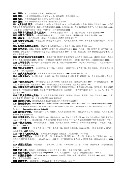 1101英语：相当大学英语六级水平,各种版本均可。