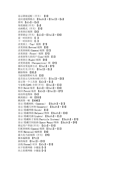 3DMAX命令快捷键大全