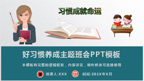 (图文)好习惯养成主题教育班会课件PPT模板