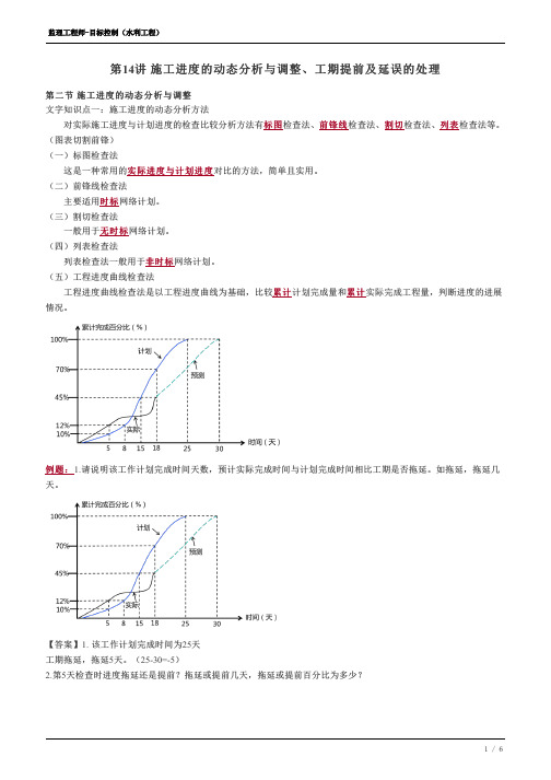 监理工程师-水利进度精讲--14、施工进度的动态分析与调整、工期提前及延误的处理