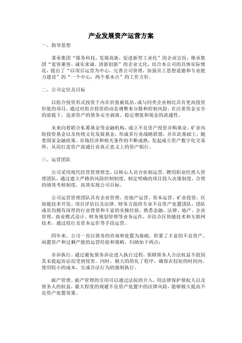 产业发展资产运营方案