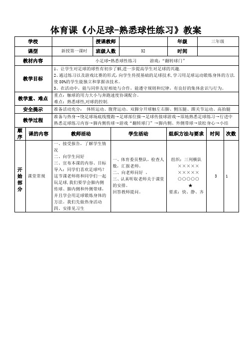 小足球——熟悉球性练习教学设计1